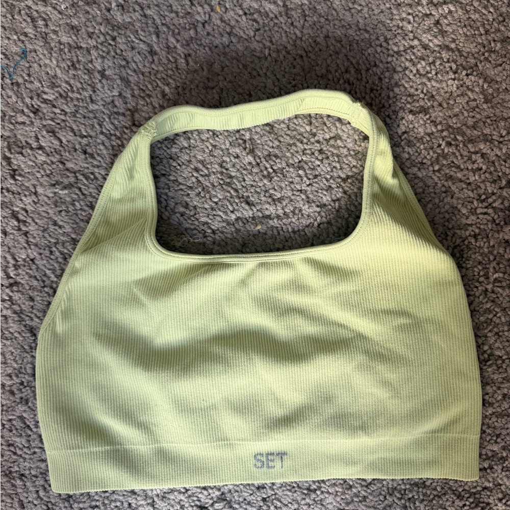 Light Chartreuse Ribbed Sports Bra from Set Active